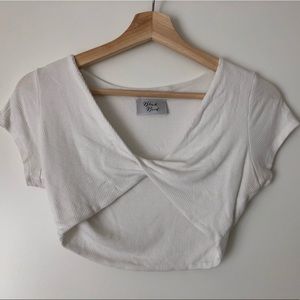 White crossed crop top